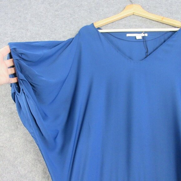 Diane Von Furstenberg Front Tie Overlapping Silk Mini Dress Ruched 8 Blue 278 - Picture 6 of 14